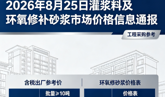 临川2026年8月25日灌浆料及环氧修补砂浆市场价格信息通报